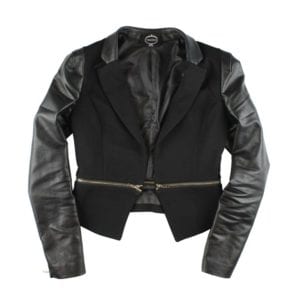 black leather formal jacket vest coat in fashion and apparel product photography example
