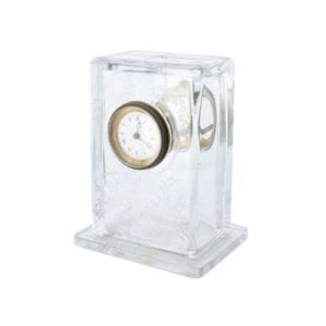 Desk weight and glass clock for product photography example
